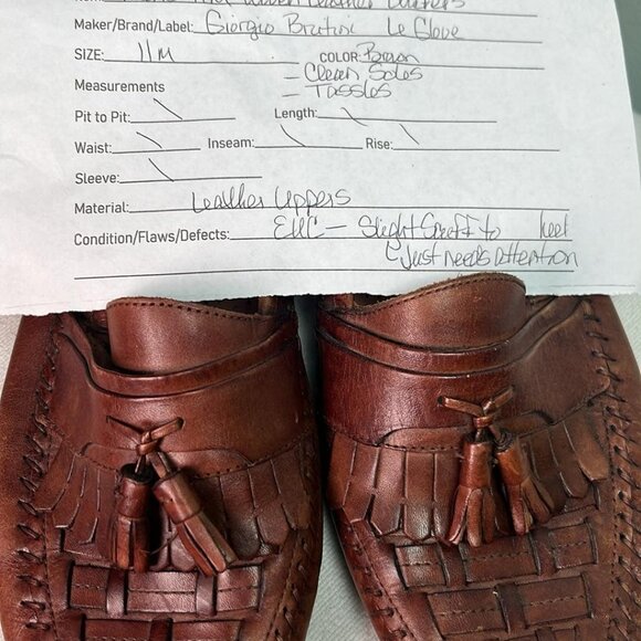 Giorgio Brutini Mens Size 11M Brown Leather Woven Slip On Tassel Loafers MCM Vib - Picture 2 of 10